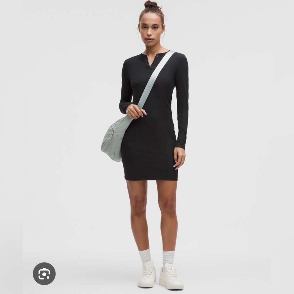 Lululemon all aligned ribbed long sleeve Henley dress in charcoal